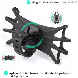 Lumbor37 2 Unidades Soporte Celular Bicicleta, Soporte para Celular Moto - Universal Rotación 360° Anti Vibración Soporte Manillar para Menos de 6.5", Correa de Goma Celular Soportes para Bicicletas