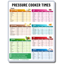 Pressure Cooker Magnetic Cheat Sheet - Instant Pot Cooking Times Magnet - Instapot Quick Reference Guide Kitchen Accessory - Pressure Cooker Chart Magnet for Time, Liquid, & Size - 8.5” x 11”