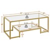 Yaheetech Gold Coffee Table, 42" Rectangular Glass Coffee Table for