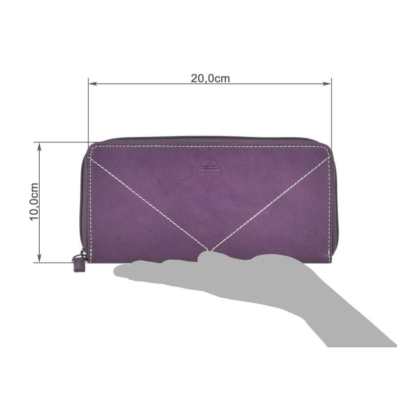 Greenburry Tumble Nappa Leather Wallet 20 cm, plum, Elegant