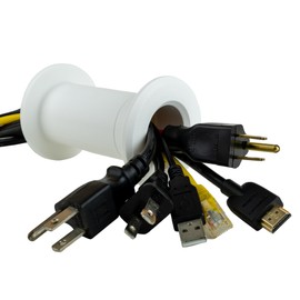 Cable Pass Through Wall Port | Fits Cable Sizes up to 3-Prong Plug | Compatible with 3 5/8” - 5 1/4” Wall Thickness | Provides Solid Channel Through Wall (White)