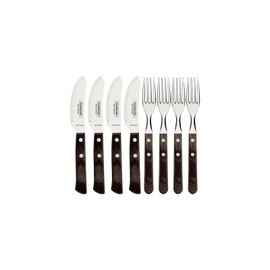 Tramontina Pizza Cutlery 8-Piece Set, for 4 People, Stainless Steel, FSC-Certified Wooden Handles, Dishwasher Safe