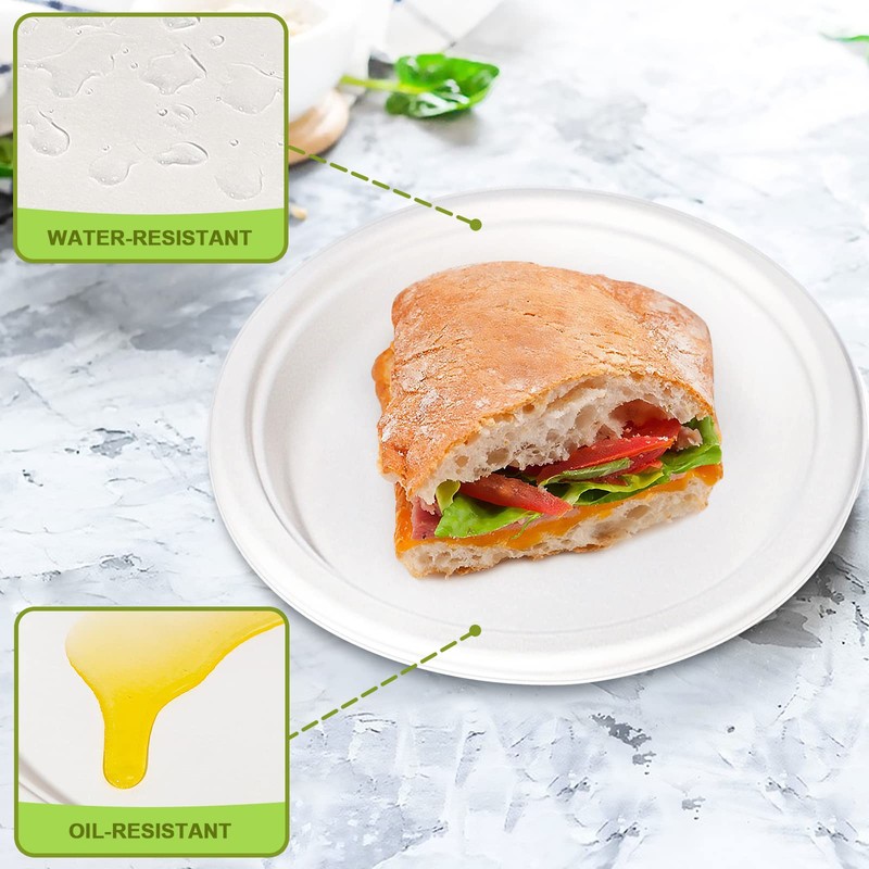 GREENESAGE Disposable Plates 100 Pieces Paper Plates 18 cm White