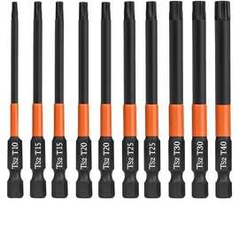 KEWAYO 10Pcs Screw Driver Bit Set,S2 Alloy Steel Magnetic 1/4 Inchollow Plum Blossom Head Screwdriver Set, for Home Automotive Repair T10, T15, T20, T25, T30, T40