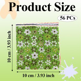 56pcs 10 * 10cm Squares Patchwork Fabrics Patchworks Fabric Bundles for Sewing Cotton ​Pattern Floral Fabrics Square Patchwork Mixed Squares Bundle for DIY Precut Artcraft Sewing Fabric