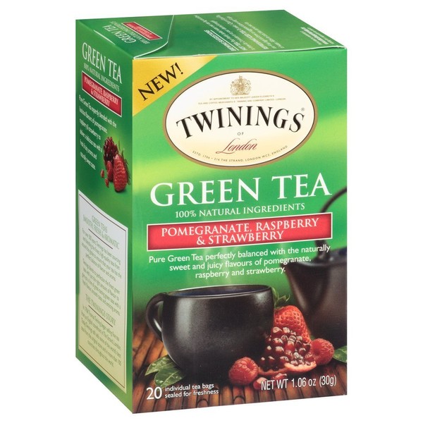 Twinings Green, Pomegranate, Raspberry, and Strawberry Bagged Tea, 2 Pack.