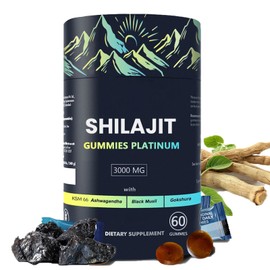 100% Shilajit Gummy Platinum-Shilajit Gummies, Pure Himalayan Platinum Shilajit 3000mg Gummies for Men, Trace Minerals for Men&Women | Non-GMO | Travel Friendly | 60 Gummy