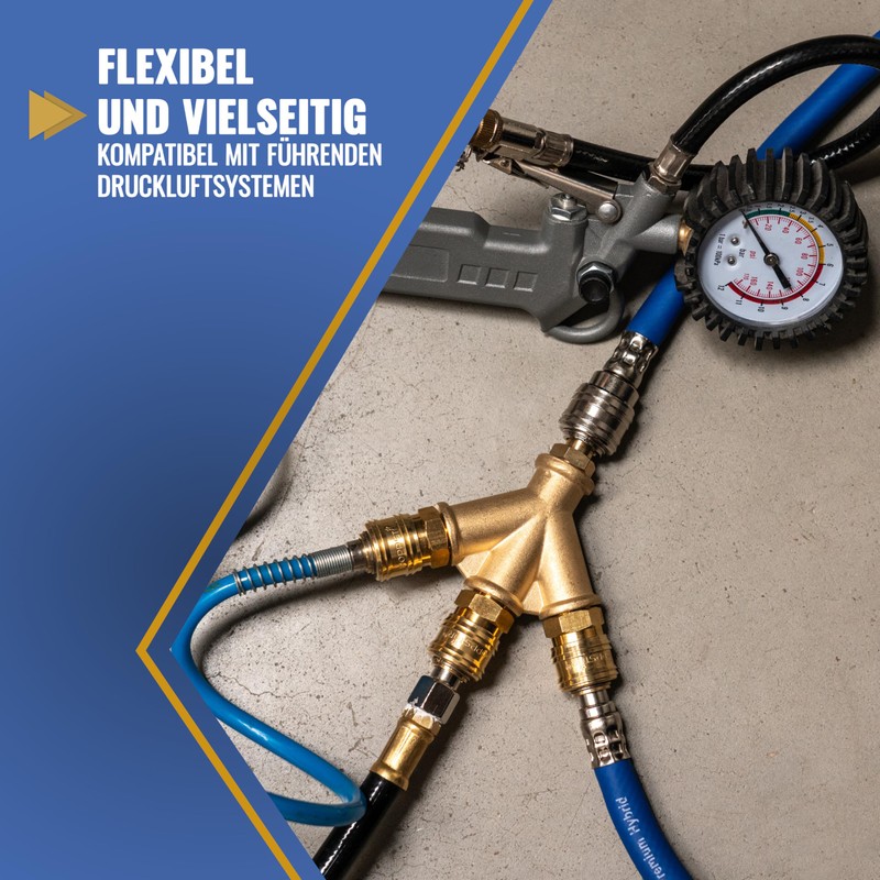 Poppstar Compressed Air Distributor Triple with Quick Couplings 1/4 Inch