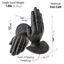 Sujetalibros decorativos estilo manos Ambipolar – Acento decorativo de hierro fundido negro antiguo para decoración del hogar, estantería, decoración de sala de estar, sujetalibros decorativos para
