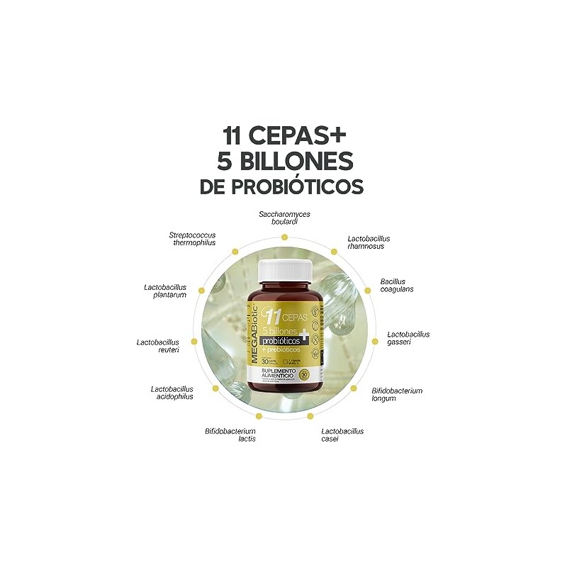 Megabiotic Probióticos Billones Cepas Días Prebióticos Inulina Agave Lactobacilos Aloe