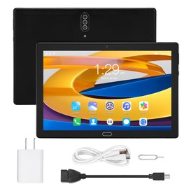 10.1 Inch Tablet Octa Core 6GB RAM 128GB ROM 6000mAh Battery 4G Calling 5G WiFi Tablet for Android 10 100‑240V US Plug Black