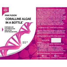 Coralline Algae in a Bottle + Nitrifying Bacteria for Saltwater Aquariums, Pink Fusion Strain