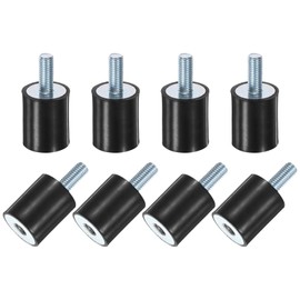 M METERXITY 8-Pack Rubber Mounts D25mmxH30mm Male/Female Vibration Isolators Cylindrical Shock Absorber W M8 x 20mm Studs for Air Compressor/Car/Pump/Boat/Garage Motor/Bobbins Rubber Isolators