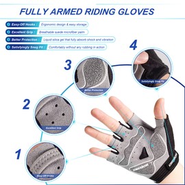 KINGSBOM Breathable Cycling Gloves, Shock-Absorbing Bike Gloves with Light Silicone Gel Pad, Anti-Slip Bicycle Gloves for Men and Women