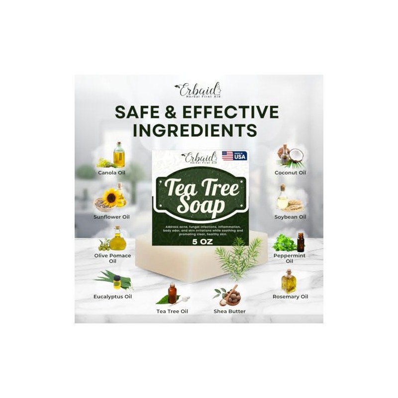 Erbaid Tea Tree Soap - Natural Acne-Fighting Cleanser
