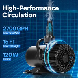 VIVOHOME Electric 120W 2700GPH Submersible Water Pump for Koi Pond Pool Waterfall Fountains Fish Tank and Aquarium