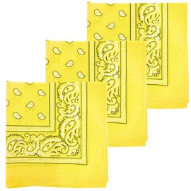 MDSTYLE - Pañuelo de 3 unidades, 100% algodón, para hombres y mujeres, 22 x 22 pulgadas, diseño paisajístico, Amarillo 3PC, 22" X 22"