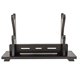 Songying Sword Stand Katana Stand Wood Sword Katana Wall Mount Holder, Ancient Chinese Rhyme Style Display Hanger Samurai Sword Katana Stand Weapon Holder,Black (2-Layer)