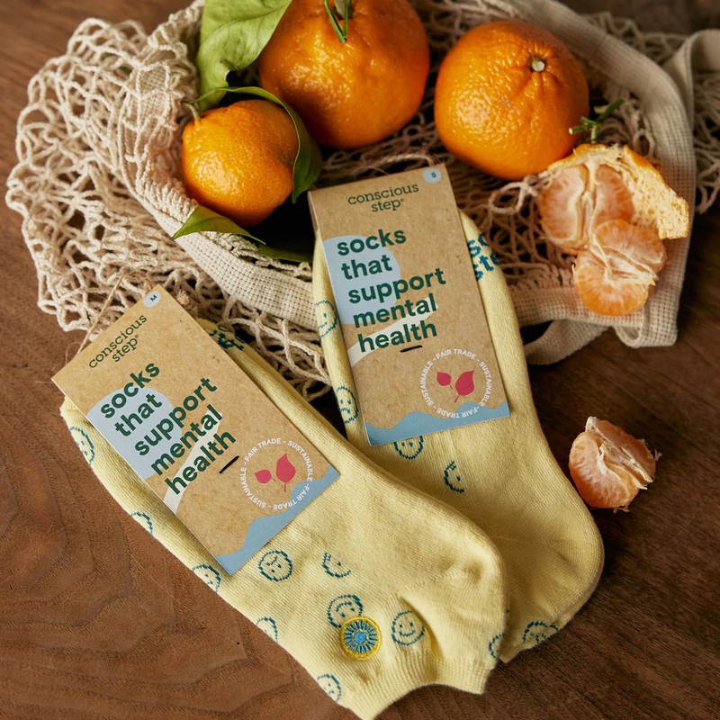 Conscious Step Socks that Support Mental Health - Ankle Smiley,