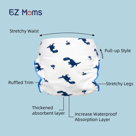 EZ Moms 8 Packs Potty Training Pants 100% Cotton Absorbent Potty Training Underwear for Boys Training Panties Ruffled Toilet Training Pants Toddler Training Underwear 2t