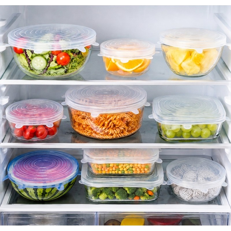 Silicone Stretch Lids for Food Storage – Reusable Elastic Covers