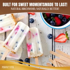 Perfect Stix Popsicle Sticks. Grade A Premium Popsicle Sticks, Pack of 2000CT, Food Grade 100% Natural Birch Wood, Premium Sticks