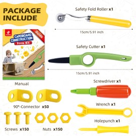 ColoPlay 355 Cardboard Tools for Kids, Cardboard Cutter for Kids, Tools for STEM Educational, Gifts for Boys and Girls Aged 5-12