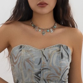 Charm Necklace for Women Dainty Western Necklace Cowboy Boot Necklace Vintage Gold Charm Necklace Cowboy Costume Christmas Jewelry Gifts-A