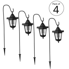 Pure Garden Hanging Solar Coach Lights, 26 Outdoor Lights with Hanging Hooks, Set of 4
