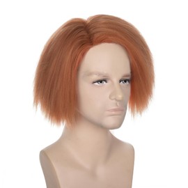 FYXZHUO Men’s Short Golden Brown Straight Wig With False scar Patch Unisex Halloween Cosplay Costume Wigs