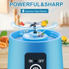 SIXBio Portable Personal Size Blender for Shakes and Smoothies, 380ML, Blue