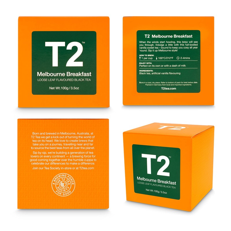 T2 Tea Melbourne Breakfast Loose Leaf Black Tea in Box,