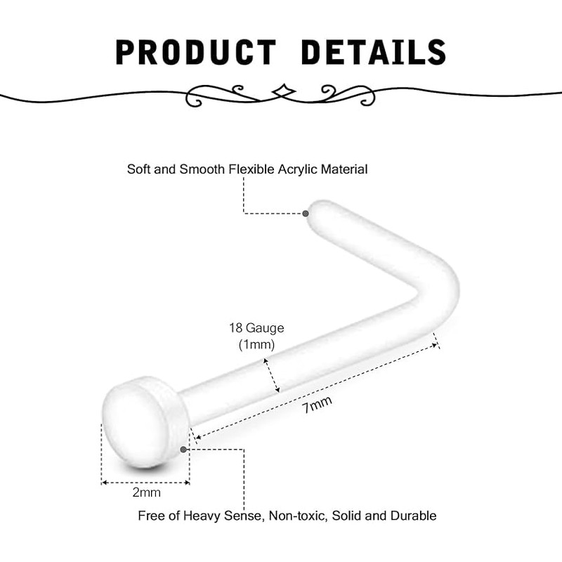 Briana Williams Clear Nose Stud Nose Piercing Retainers 20G 18G