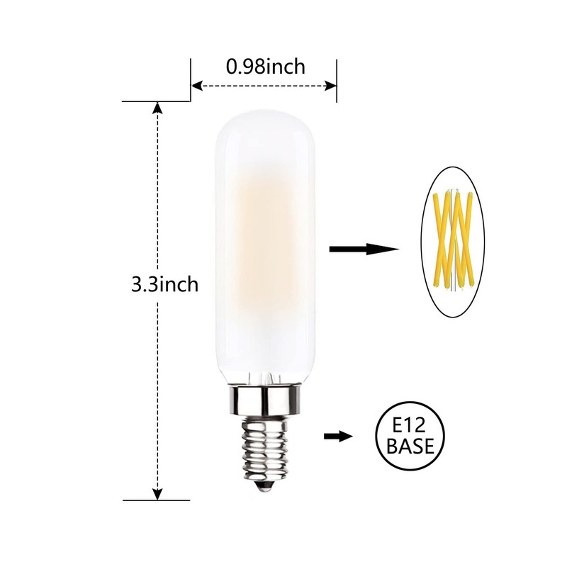 T6 Edison Bulb 60W/6W 3000K Soft White Modern Chandelier Bulbs,