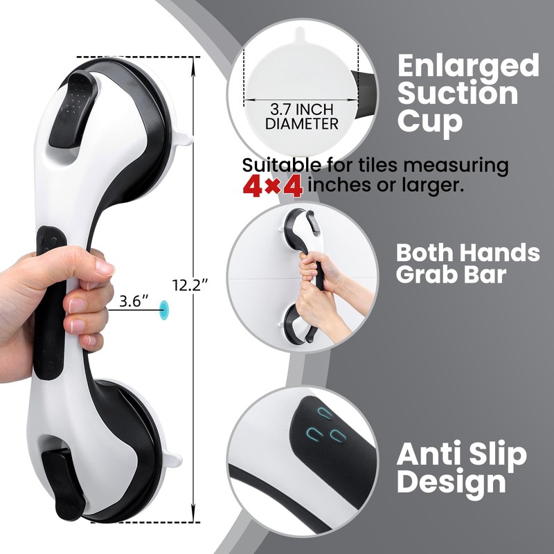 TAILI 2 Pack Black Grab Rails for Bathroom, 31cm Suction