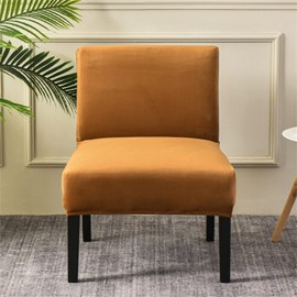 Jusmate Velvet Accent Chair Cover Slipcover, Armless Stretch Super Soft Thick Velvet Chair Slipcovers for Armless Chair Furniture Protector with Elastic Bottom, Camel