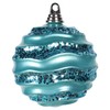 Vickerman Stripe Candy Finish Wave Christmas Decorative-Hanging-Ball-Ornaments, 6", Turquoise