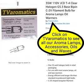 TVaromatics 35W 110V JCD T4 Clear Halogen G5.3 Bipin C2V Filament Single Bulb for Aroma Lamps Oil Warmers