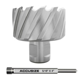 Accusize Industrial Tools H.S.S. Annular Cutter 2-1/2 Inch x 1 Inch Cutting Depth in Strong Box with 1 Pc Pilot Pin 5/16 Inch x 4 Inch, 2080-2045Pin