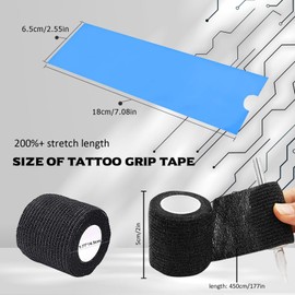 206 Piece Tattoo Grip Cover and Tattoo Pen Bag Accessory Set, Rayyl 6 Rolls Tattoo Grip Tape and 200 Pieces Tattoo Pen Cover for Tattoo Accessories