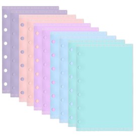 Mogoostry A7 Cash Envelope Binder Pockets 10pcs 5 Color A7 Binder Inserts Pockets Zipless Binder Divider with Pocket Side Open Plastic Binder Folder Organizer