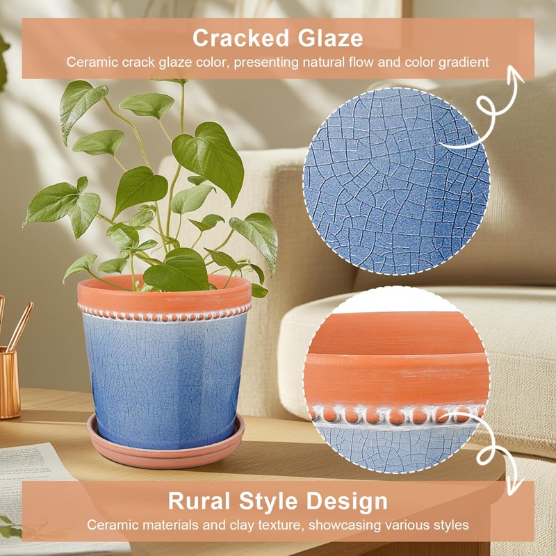 COLOAPT 6 Inch Plant Pots, Ceramic Pots for Plants with