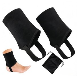 1 Pair Ankle Brace with 1 Drawstring Pocket, Elastic Breathable Ankle Support, Dual-Sided Compression Sleeve, Achilles Tendonitis Support for Ligament Damage Sprained Ankle Plantar Fasciitis (Black)