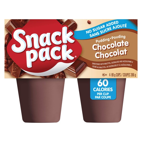 Snack Pack Pudding, Chocolate, 99 Grams (Pack of 4 cups)