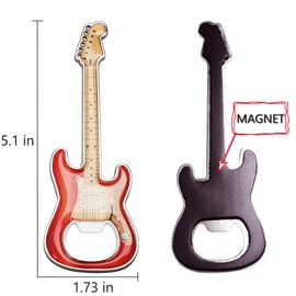 LanHong 1 Piece/Set Bottle Opener Beer Bottle Openers Guitar Shaped Bottle Opener Guitar Gift Kitchen Gadgets for Drinkers Music Guitar Lover(Red 2)
