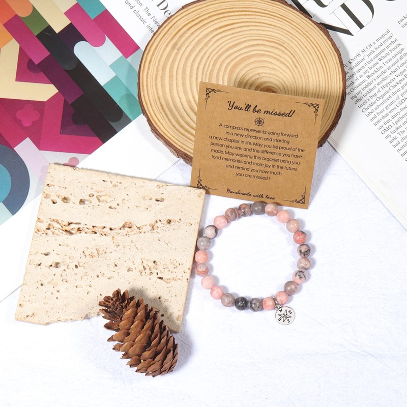 Retirement Gifts For Women, Coworker Farewell Friendship Beaded Natural Stone