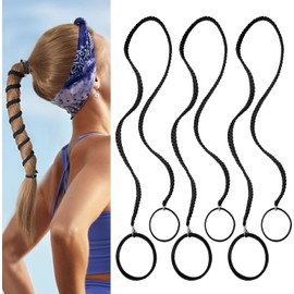 3Pcs 35"Ponytail Holders Hair Ties for Sports,Non-Destructive Strong Braided Ponytail Hair Ties rip hair ties for women Gym,Swimming,Diving (Black, 35")