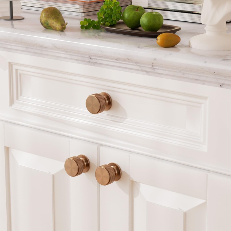 Chibery 10 Pack Champagne Bronze Kitchen Cabinet Knobs, Knurled Round
