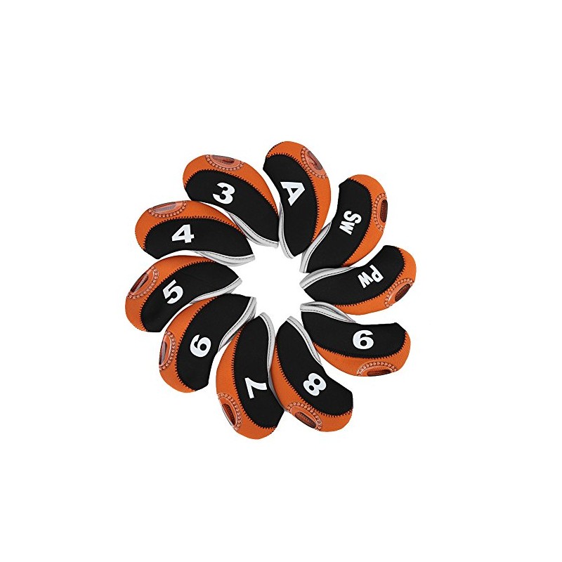 10pcs/Set Iron Head Covers with Zipper Number Print Putter Set