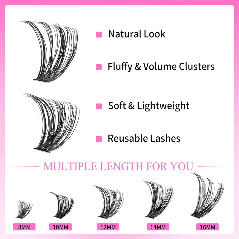VEYESBEAUTY Lash Clusters Eyelashes Cluster Lashes Extensions One More+ Multi-type